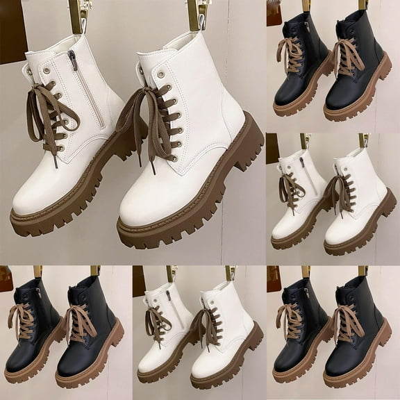 Bmawag Women Casual Boots Dressy Waterproof Round Toe Low Heel Mid Calf Ankle Boots Women Casual Comfort Fashion Booties Short Boots Black 41