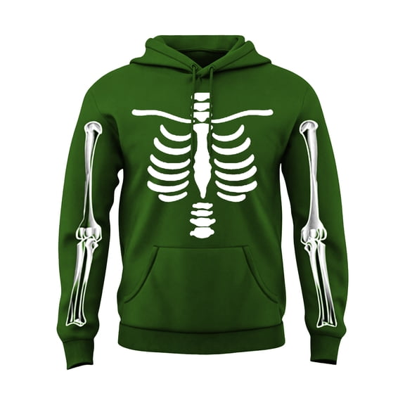 Mens Halloween Skeleton Hoodies Funny Sweatshirts with Pocket Green M