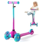 XJD 3 Wheel Kick Scooter for Kids 2-5 Years Max Weight 20KG/44LB, Toddler Scooter with Adjustable Height Light up LED Wheels, Best Gift for Boys Girls Outdoor Activities, Purple