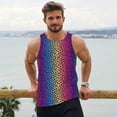 thumbnail image 6 of Lsque Leopard Neon Rainbow Gradient Pattern Mens Tank Tops Muscle Athletic Quick Dry Sleeveless Workout Fitness T Shirts Beach Tank Top, Loose-fit Sleeveless Shirt for Men-Large, 6 of 7
