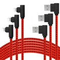 thumbnail image 1 of Compatible avec le Chargeur d'Iphone, 3 Pack de Recharge Rapide de 90 Degrés (3 Mètres, Rouge), 1 of 3