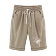 thumbnail image 2 of BLTIBY Womens Shorts Summer Printed Elastic Waist Drawstring Short Pants for Casual Walking Exercise Shorts with Pockets Fashion 2025 Khaki L, 2 of 4
