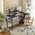 thumbnail image 6 of CubiCubi 55 x 28inch L Shaped Desk Small Computer Desk with Storage Shelves, Black, 6 of 10