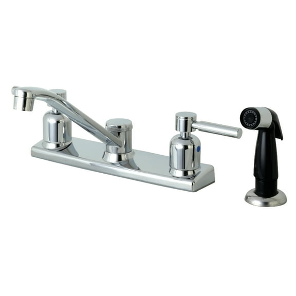 Kingston FB122DL Concord Two-Handle 4-Hole 8" Centerset Kitchen Faucet with Side Sprayer in Polished Chrome