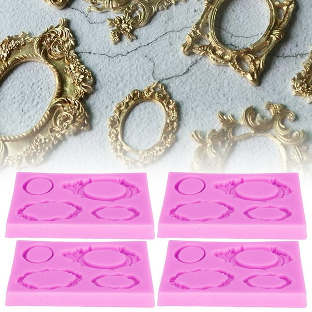 Cuadros de Imágenes Moldeo de Silicona, Molde de Fotos Con Molde de Silicona Portátil 4pcs de Decoración Rosa Molde de Fotogramas para el Marco para el Hogar