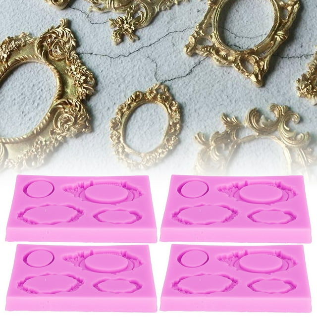 Cuadros de Imágenes Moldeo de Silicona, Molde de Fotos Con Molde de Silicona Portátil 4pcs de Decoración Rosa Molde de Fotogramas para el Marco para el Hogar