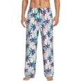 thumbnail image 2 of Picia Palm Leaves Mens Soft Woven Cotton Elastic Waistband Sleep Pajama Pant Lounge Sleep Pant With Pockets And Drawstring-Small, 2 of 8