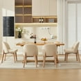 thumbnail image 6 of ONEVOG Upholstered Dining Chairs Set of 2, Wooden Dining Chairs, Linen Fabric Kitchen Chair with Curved Back, Brushed Brown Wood Legs, Beige, 6 of 9