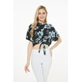 thumbnail image 5 of Women's Hawaiian Tie Front Crop Top Aloha Shirt in Midnight Bloom S, 5 of 5