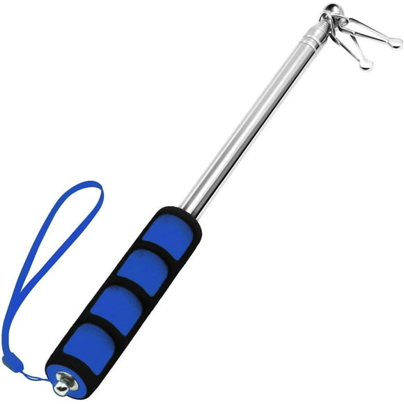 Anley Poteaux de Drapeaux Télescopiques Portatifs Bleus de 5 Pieds, un Bâton Portable avec Pinces - Acier Inoxydable Léger et Extensible avec Poignée Antidérapante - Mât de Drapeau Pliable pour Guides Touristiques et Aiguille pour Enseignants