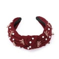 thumbnail image 5 of Unique Bargains 1 Pc Bow Faux Pearls Tie Headbands for Women Wine Red, 5 of 6