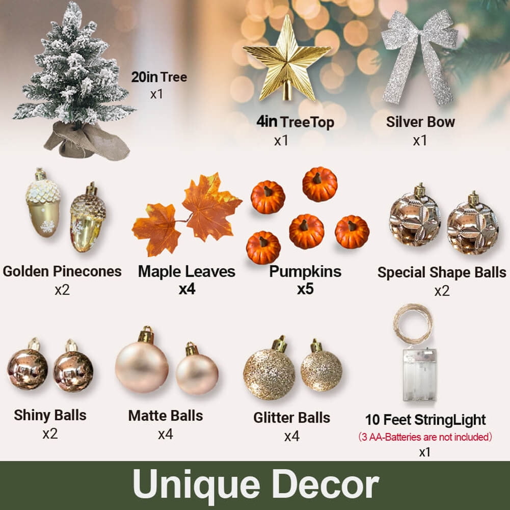 Kadyn Small Christmas Tree, 2ft Mini Christmas Tree, Artificial Small Desktop Xmas Tree with Tree Ornaments, for Christmas Thanksgiving Decorations-D Kadyn Small Christmas Tree, 2ft Mini Christmas Tree, Artificial Small Desktop Xmas Tree with Tree Ornaments, for Christmas Thanksgiving Decorations-D