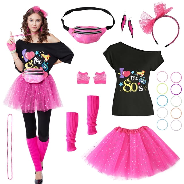 Accesorios de disfraz: trajes de los 80 para mujer de Halloween