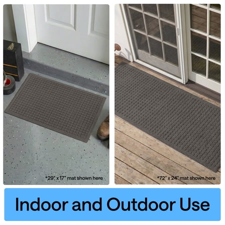 GORILLA GRIP HydroAbsorb Doormat, Indoor Outdoor Rubber Backed Weather Mat, 35x23, Grey