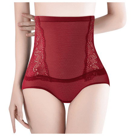 Fulorrnie Underwear for Women Plus Size Tummy Control Seamless High Waisted Cheeky Panties Waistband Banded Waist Stretchable Panty  Red  XXL
