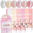 thumbnail image 1 of Set de esmaltes de uñas en gel Double Rhythm Cat Eye 15 ml x 6 (plateado), 1 of 9