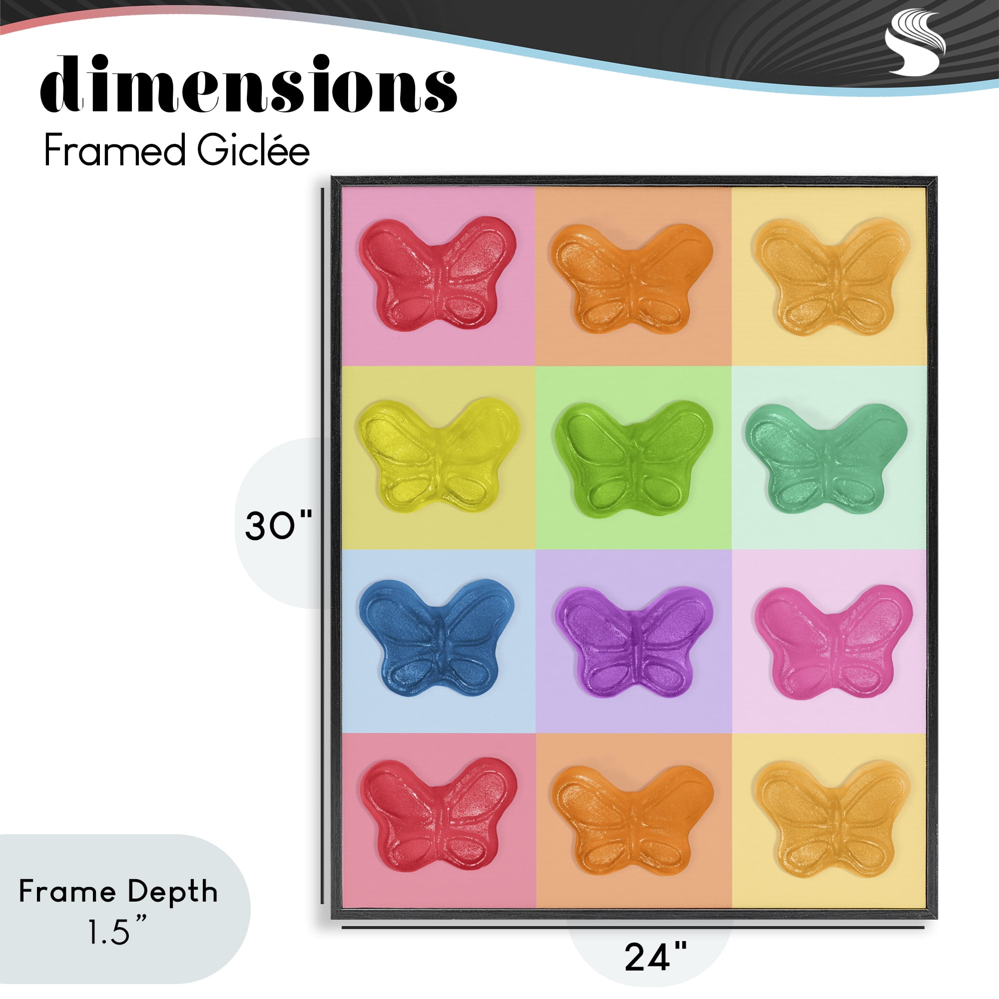 Stupell Industries Colorful Butterflies Candy Black Framed Giclee Art, design by LISH Creative