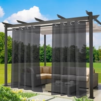 Lapalife Outdoor Sheer Curtains for Patio Waterproof, Breathable Grommet Voile Sheer Curtains for Porch, Pergola, Cabana, Living Room, Bedroom, 52"x 96", Black, 1 Panel