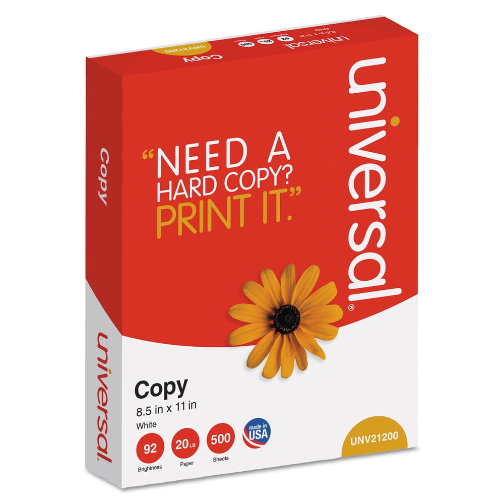 UNIVERSAL Copy Paper 92 Brightness 20lb 8-1/2 x 11 White 5000 Sheets/Carton 