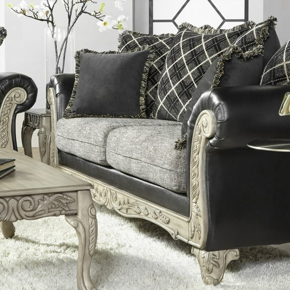 The San Marino Sofa in 2-Tone Fabric on a Wooden Frame, Over-sized Scatter-Back Pillows Included