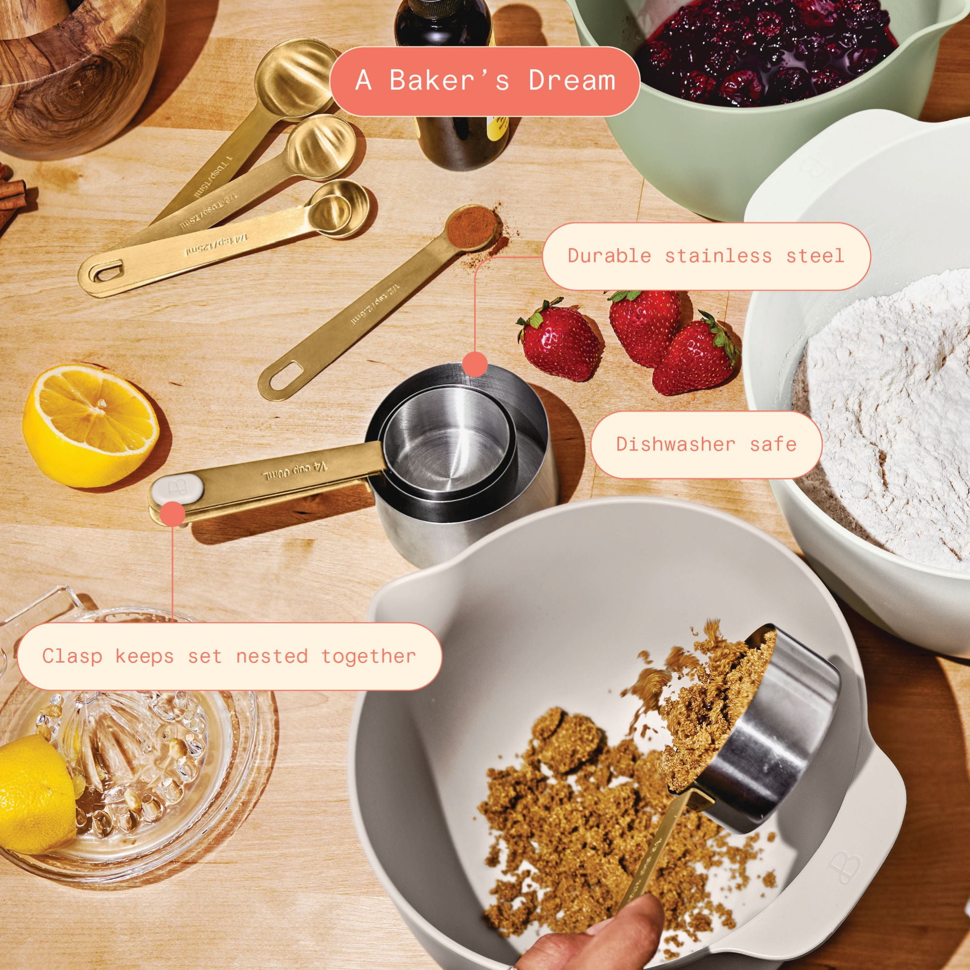 Beautiful 9-Piece Measuring Kitchen Utensil Set by Drew Barrymore