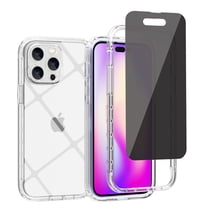 Xhy iPhone 14 Case with Privacy Screen Protector 2 in 1 Reinforced Bumper Protection Anti Scratch Transparent Shockproof Durable Non-Yellowing Crystal Clear Case for iPhone 14 6.1 inch 2022 Phone
