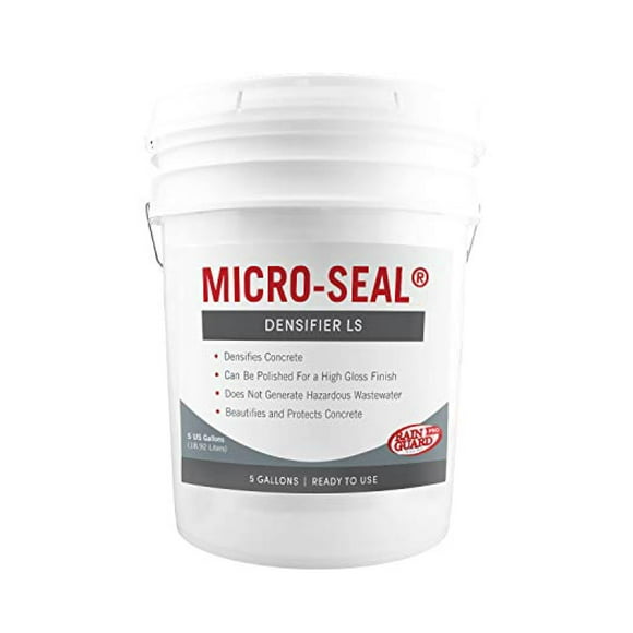 Rain Guard Water Sealers CR-0805 Micro-Seal Concrete Densifier LS Covering up to 4000 Sq. Ft. on Horizontal Surfaces. Can Produce a Gloss Finish. 5 Gallon 100% Lithium Silicate Professional Grade