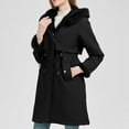 thumbnail image 5 of qucoqpe Womens Winter Reversible Coats Trendy Fleece Lined Hooded Parka Jacket Mid-Length Thicken Warm Overcoat with Pockets for Women, 5 of 6