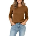 thumbnail image 4 of Cotton Sweaters for Women Lightweight Crewneck Ribbed Knit Long Sleeve Pullover Sweater 2026 S-2XL, 4 of 9