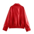 thumbnail image 4 of Vinsonshop Leather Jacket Womens Motorcycle Jacket Womens Zip Up Jacket Spring Jackets Leather Bomber Jacket Women Faux Leather Jacket Women Casual Outerwear Red XXL, 4 of 9