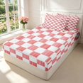 thumbnail image 2 of Manfei Vintage Grid Zipper Twin Comforter Sets with Fitted Sheet and 2 Pillowcases,Modern Checkered Themed Zipper Bedding Set,Red White,Reversible,4pcs, 2 of 8