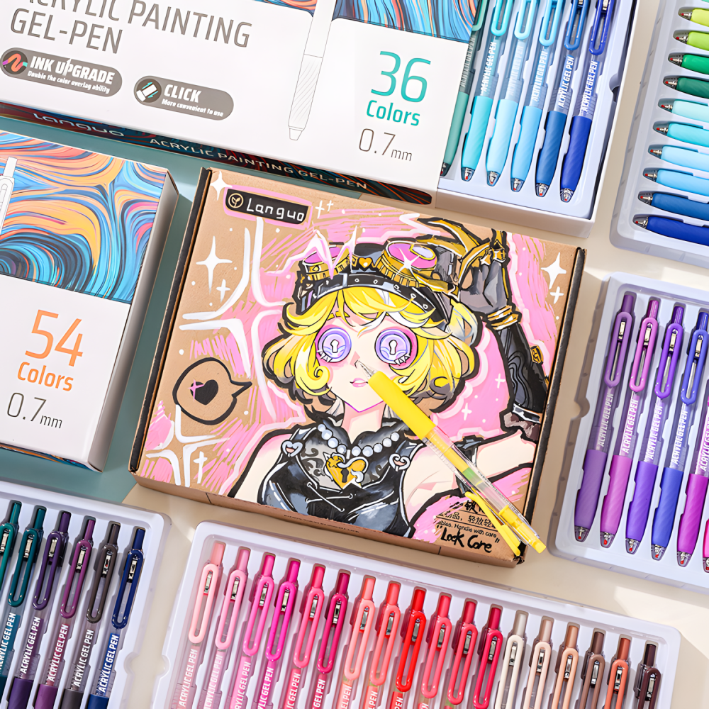 Clip Acrylic Painting Gel Pen, Retractable 0.7mm Tip, Large Capacity Ink Pens, For Diary, Card,DIY, Coloring, Doodling, Stackable Color
