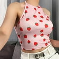 thumbnail image 3 of ibuvkizy Womens Tank Tops Loose Fit,Women's Fashion Casual Sleeveless Strawberry Print Hanging Neck Short Vest,Gifts for Women, 3 of 9