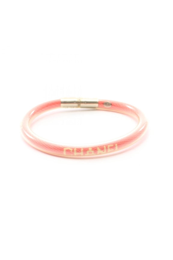 Pre-Owned CHANEL Sport Line Logo Tube Bangle Bracelet, Rubber, Women's, Pink