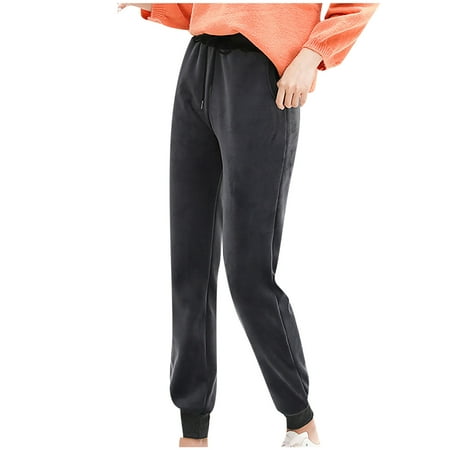 

Mrat Full Length Pants Casual Pants Women Ladies Plush Sweatpants Warm Pants Casual Super Soft Thickened High Waist Pants Trousers Scrub Pants For Female