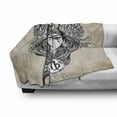 thumbnail image 3 of Zodiac Soft Flannel Fleece Throw Blanket, Astrological with Girl Earth Element in Female Form Graphic Design, Cozy Plush for Indoor and Outdoor Use, 50" x 60", Black and Tan, by Ambesonne, 3 of 6