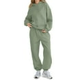 thumbnail image 4 of Nokdvo Women 2 Piece Outfits Sets Trendy Long Sleeve Casual Hoodie Sweatsuit Ribbed Tracksuit with Pockets,Green 2XL, 4 of 5