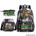 thumbnail image 6 of Minecraft Backpack Lunch Bag Pen Case Large Capacity Cartoon Lightweight Backpack, 6 of 7