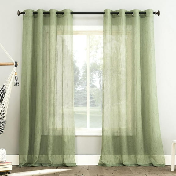 Mainstays Crushed Voile 2-Pack Sheer Grommet Window Curtains Panel Pair