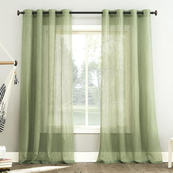 Mainstays Crushed Voile 2-Pack Sheer Grommet Window Curtains Panel Pair