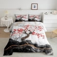 thumbnail image 4 of Manfei Cherry Blossoms Comforter Sets King Size, Marble Abstract Comforters & Duvets, Modern Fashion Reversible Bedding King Comforter Set, Breathable Room Decoration, 3pcs, 4 of 8