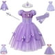 thumbnail image 2 of Vestido de fiesta de cumpleaños de princesa púrpura para niños, manga abullonada, vestido de baile Floral de tul para niñas pequeñas, Cosplay personalizado, 2-10T, nuevo Fivean unisex, 2 of 2