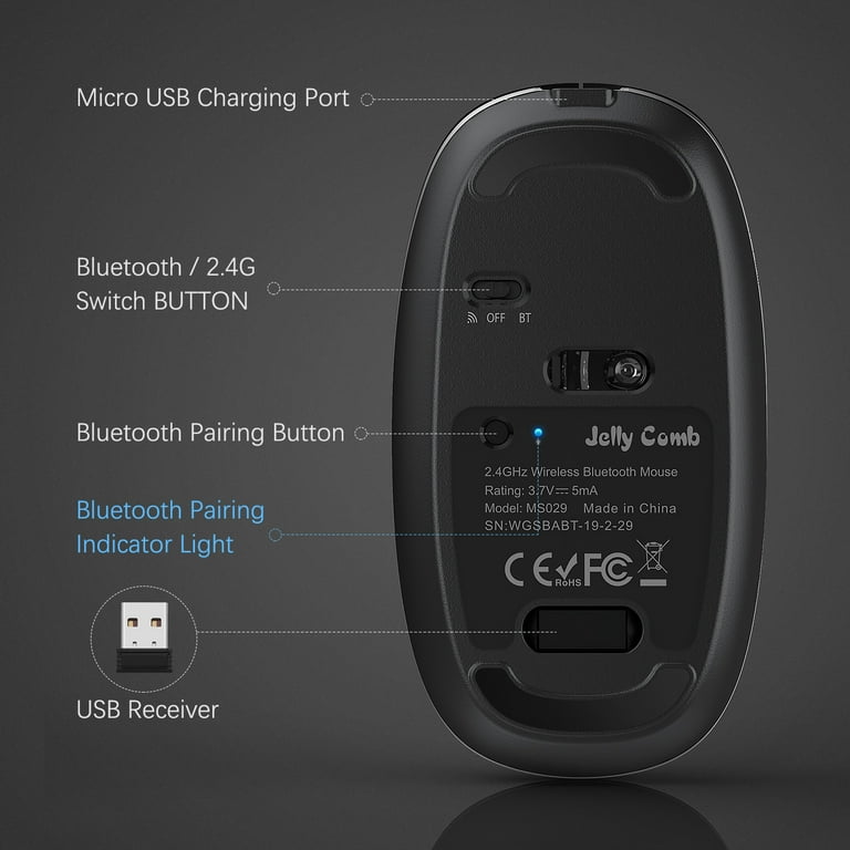 Jelly Comb Wireless Mouse 2.4GHz Bluetooth Rechareable Mobile