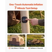 VEVOR Camping Tent, 8 Person Inflatable Cabin Tent with Rechargeable Pump, TPU Air Tube & 4 Large Mesh Windows, Portable Easy Setup Waterproof with Carry Bag for Family Outdoor Camping & Hiking,Beige
