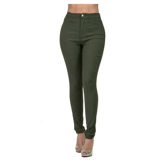 Jeans Mode Femme Couleur Unie Taille Haute à Armatures Droites