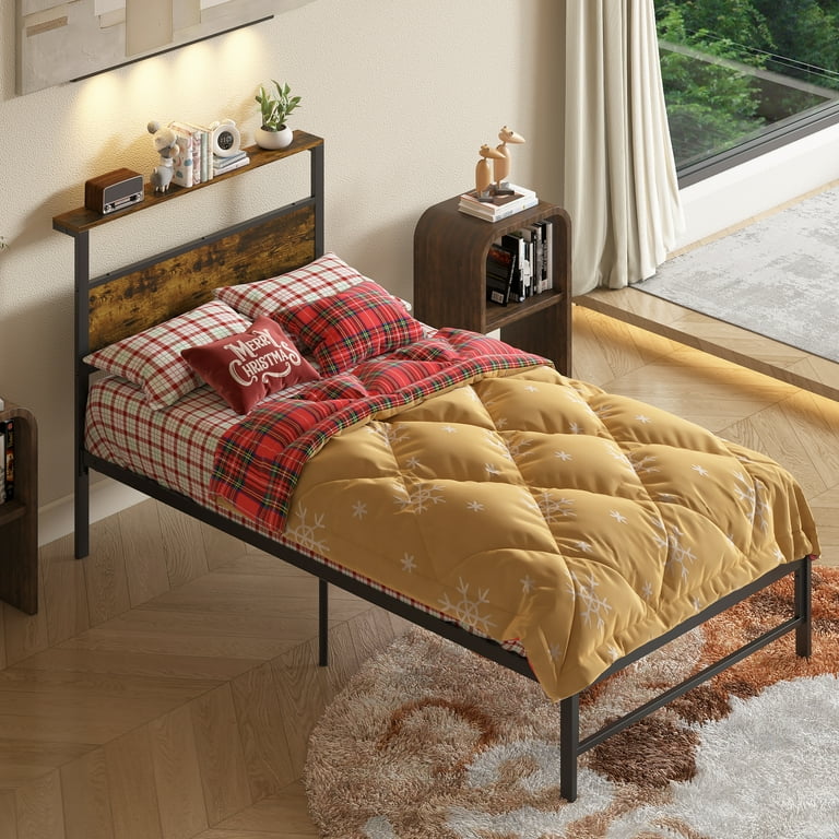 Garmic Twin Metal Bed Frame with Storage, Suitable for