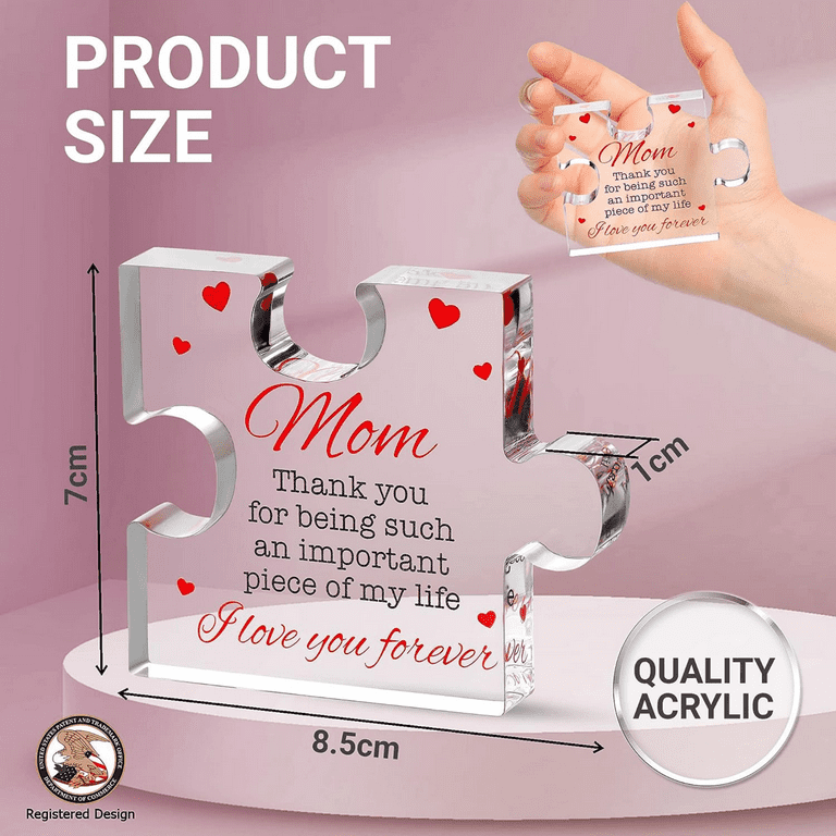 Gift for Mom, Gifts for Christmas, Gift for Her, Valentines Day Gift for Mom - Acrylic Block Puzzle Birthday Gifts for Mom - Cute Gift for Mother from