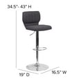 thumbnail image 2 of Contemporary Charcoal Fabric Adjustable Height Barstool with Vertical Stitch Back and Chrome Base, 2 of 9