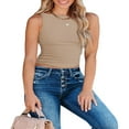 thumbnail image 3 of Women Slim Vest Solid Color Knitting Ribbed Irregular Backless Cropped Tank Tops, 3 of 7