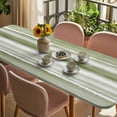 thumbnail image 3 of Sage Green Stripes Table Cloths for 8 Foot Rectangle Tables, Watercolor Gradient Abstract Striped Patio Waterproof Elastic Fitted Tablecloths, Washable Rectangular Table Cover for Camping, 3 of 8